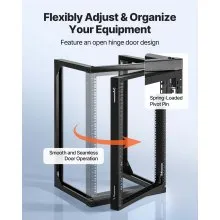 VEVOR 15U Wall Mount Server Rack, 150 lbs Max Load Capacity, Open Frame Network Rack with 180 Degrees Gate Swing, Carbon Steel, for 19-Inch IT Network Equipment & AV Devices Computer Server, Black