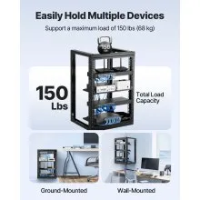 VEVOR 15U Wall Mount Server Rack, 150 lbs Max Load Capacity, Open Frame Network Rack with 180 Degrees Gate Swing, Carbon Steel, for 19-Inch IT Network Equipment & AV Devices Computer Server, Black
