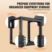 VEVOR 9U Wall Mount Rack 150 lbs/68.04 kg Open Frame Server Network Rack Black