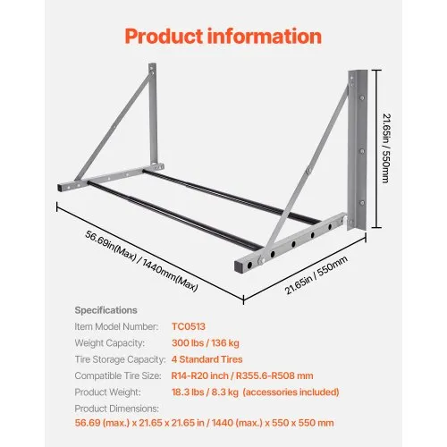 Wall Mount Tire Rack MotoMaster Foldable Tire Rack 300-lb