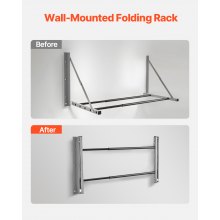 Wall Mounted Folding Tire Rack 32"- 48" Adjustable Storage Rack for Garage