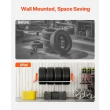 Wall Mounted Tire Rack, 31" - 56" Adjustable Tire Rack, Q235 Heavy-Duty Steel Tire Storage Rack for R14-R20 inch Standard Tires, Max 400lbs Load Capacity, Ideal for Garage Workshop Repair Shop