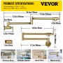 VEVOR Pot Filler Faucet Wall Mount Kitchen Pot Filler Solid Brass with 2 Handles