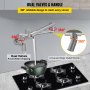 VEVOR Pot Filler Faucet, Solid Brass Commercial Wall Mount Kitchen Stove Faucet with Matte Black Finish, Folding Restaurant Sink Faucet with Double Joint Swing Arm & 2 Handles 24.4"