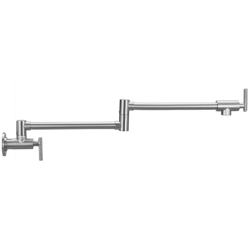 VEVOR Pot Filler Faucet, Solid Brass Commercial Wall Mount Kitchen Stove Faucet with Gold Brushed Finish, Folding Restaurant Sink Faucet with Double Joint Swing Arm & 2 Handles
