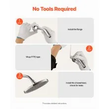 Shower Head Arm with Flange 6 Inches Wall Mounted Stainless Steel Chrome Finish