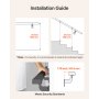 15ft Wall Mounted Stair Handrail Black Aluminum 250lbs Load Capacity