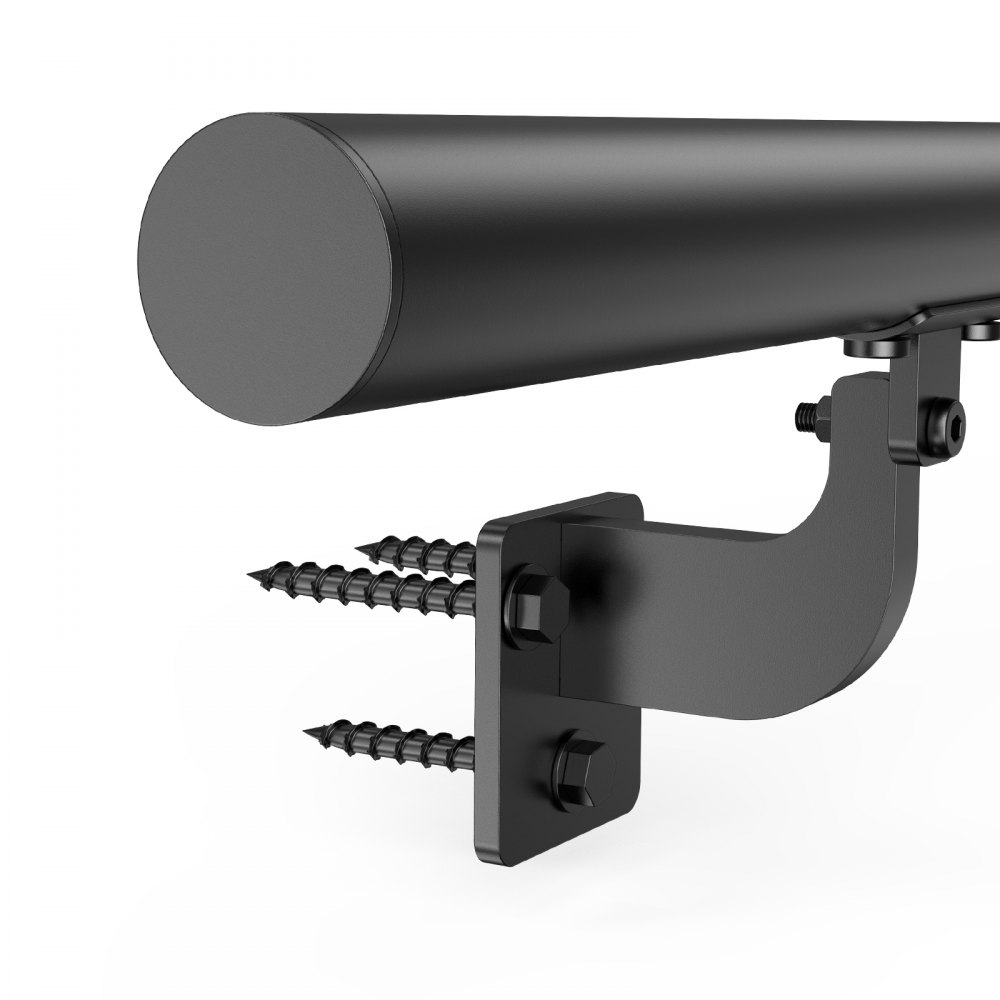 VEVOR Wall Mounted Stair Handrail, 3665mm Pipe Staircase Handrail, Black Galvanized Aluminum, 32mm Pipe Diameter, Indoor&Outdoor Staircase Railing, Industrial Hand Rail for Steps, Security Baluster