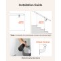 12ft Wall Mounted Stair Handrail Black Aluminum Indoor Outdoor Railing