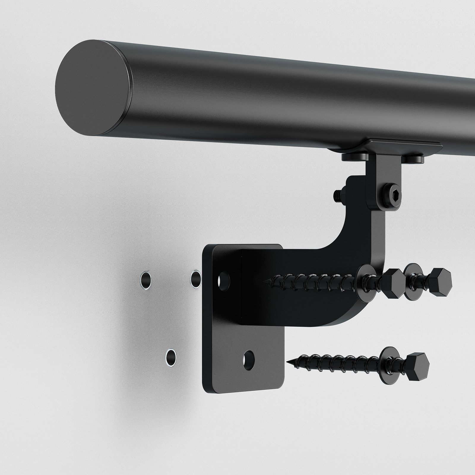 VEVOR Wall Mounted Stair Handrail, 1825mm Pipe Staircase Handrail, Black Galvanized Aluminum, 32mm Pipe Diameter, Indoor&Outdoor Staircase Railing, Industrial Hand Rail for Steps, Security Baluster