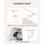 7ft Wall Mounted Stair Handrail Black Aluminum Indoor Outdoor Railing