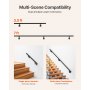 7ft Wall Mounted Stair Handrail Black Aluminum Indoor Outdoor Railing