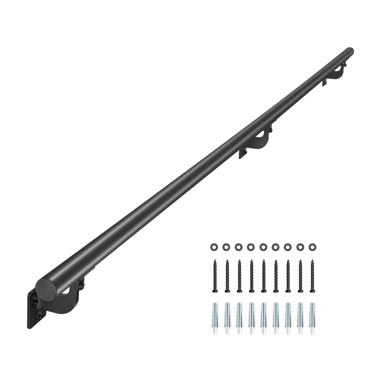 VEVOR Wall Mounted Stair Handrail, 2130mm Pipe Staircase Handrail, Black Galvanized Aluminum, 32mm Pipe Diameter, Indoor& Outdoor Staircase Railing, Industrial Hand Rail for Steps, Security Baluster