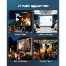 VEVOR Motorized Projector Screen, 120 inch 4:3 1080 HD Electric Projector Screen, Wall Mounted Projection Dispaly Projector with Remote Control, Automatic Movie Screen for Family Home Office Theater