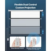 VEVOR Motorized Projector Screen, 72 inch 4:3 1080 HD Electric Projection Screen, Wall Mounted Projection Dispaly Projector with Remote Control, Automatic Movie Screen for Family Home Office Theater