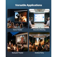 VEVOR Manual Projector Screen, 1829 mm 4:3 4K 1080 HD Retractable Pull Down Projector Screen, Wall Mounted Movie Projection with Pull Rope, Portable Display Projectoin for Family Home Office Theater