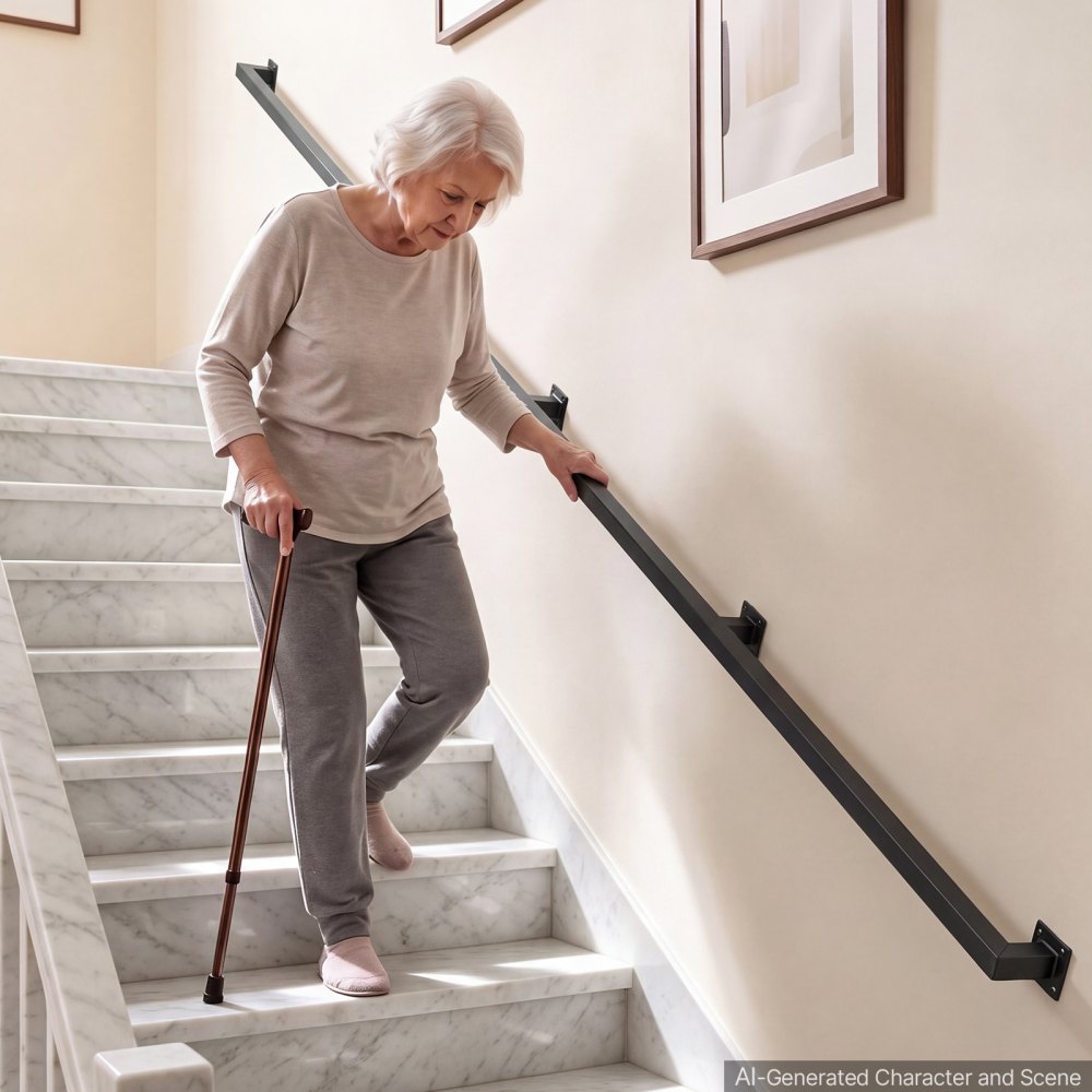 VEVOR Wall-Mounted Stair Handrail, 3657.6 mm 199.6 kg Black Metal Railing, for Indoor Steps, Loft, Porch & Hallways, Heavy-Duty Industrial Carbon Steel Hand Rail, Square Tube, with Mounting Hardware