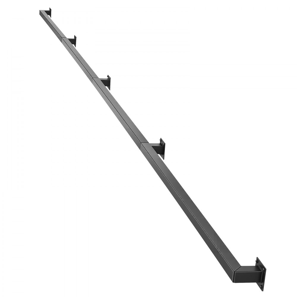 VEVOR Wall-Mounted Stair Handrail, 3657.6 mm 199.6 kg Black Metal Railing, for Indoor Steps, Loft, Porch & Hallways, Heavy-Duty Industrial Carbon Steel Hand Rail, Square Tube, with Mounting Hardware