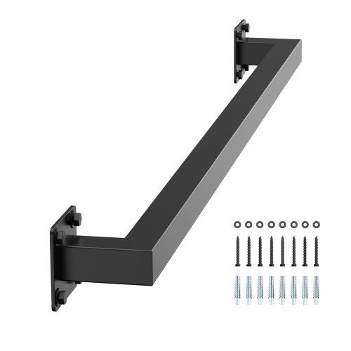 4ft Wall Mounted Stair Handrail Black Iron 250lbs Load Capacity Square Tube