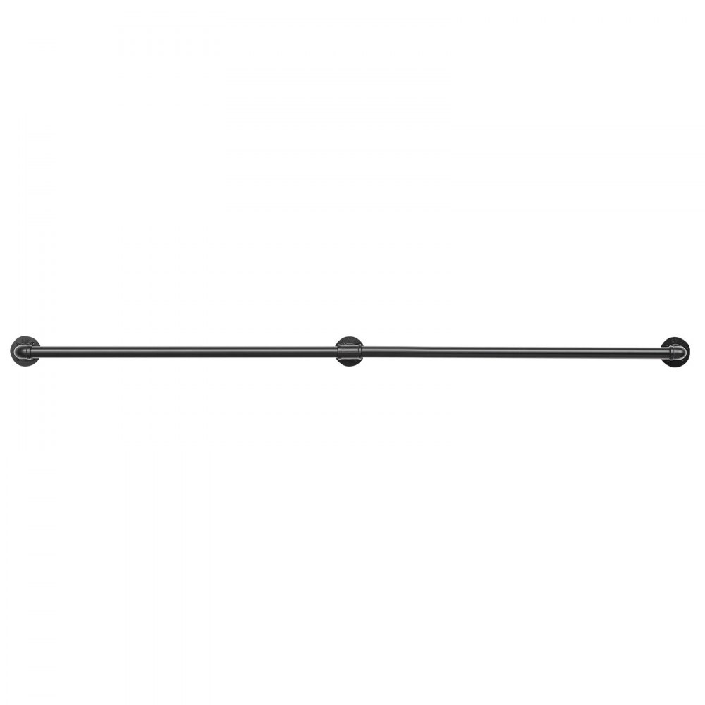 VEVOR Wall-Mounted Stair Handrail, 5 ft 440 lbs Load Black Metal Railing, for Indoor Steps, Loft, Porch & Hallways, Heavy-Duty Industrial Carbon Steel Hand Rail, Round Tube, with Mounting Hardware