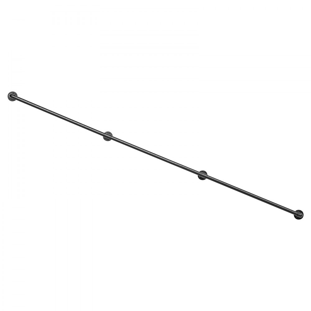 VEVOR Wall-Mounted Stair Handrail, 3352.8 mm 199.6 kg Black Metal Railing, for Indoor Steps, Loft, Porch & Hallways, Heavy-Duty Industrial Carbon Steel Hand Rail, Round Tube, with Mounting Hardware