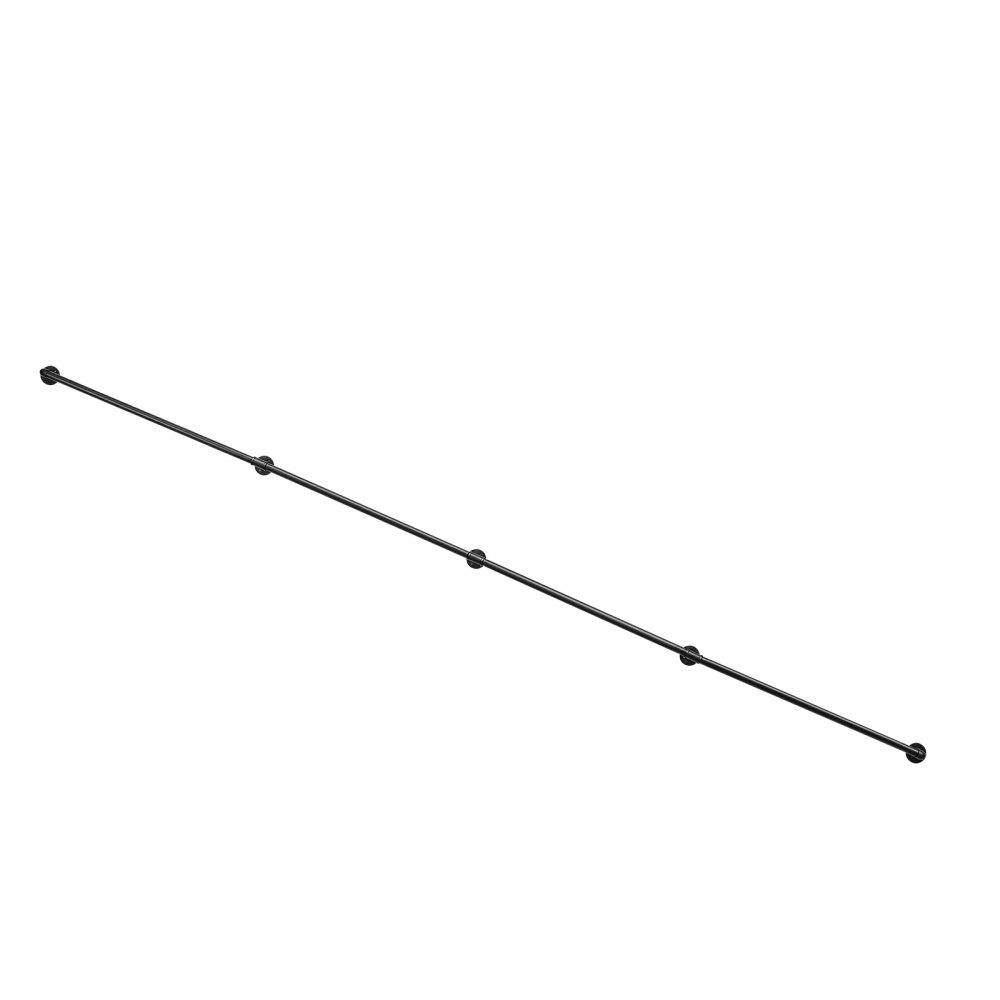 VEVOR Wall-Mounted Stair Handrail, 3962.4 mm 199.6 kg Black Metal Railing, for Indoor Steps, Loft, Porch & Hallways, Heavy-Duty Industrial Carbon Steel Hand Rail, Round Tube, with Mounting Hardware