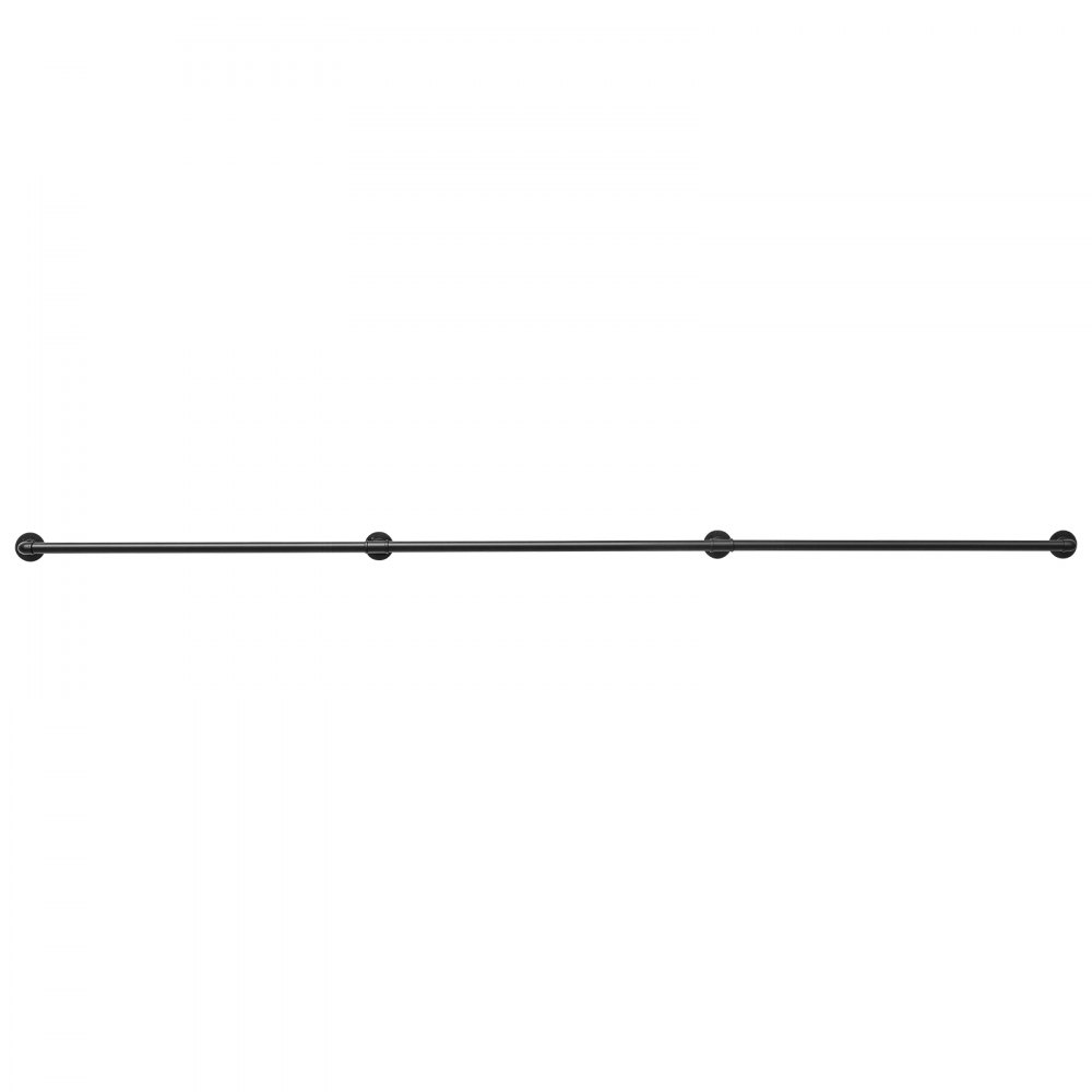 VEVOR Wall-Mounted Stair Handrail, 3048 mm 199.6 kg Black Metal Railing, for Indoor Steps, Loft, Porch & Hallways, Heavy-Duty Industrial Carbon Steel Hand Rail, Round Tube, with Mounting Hardware