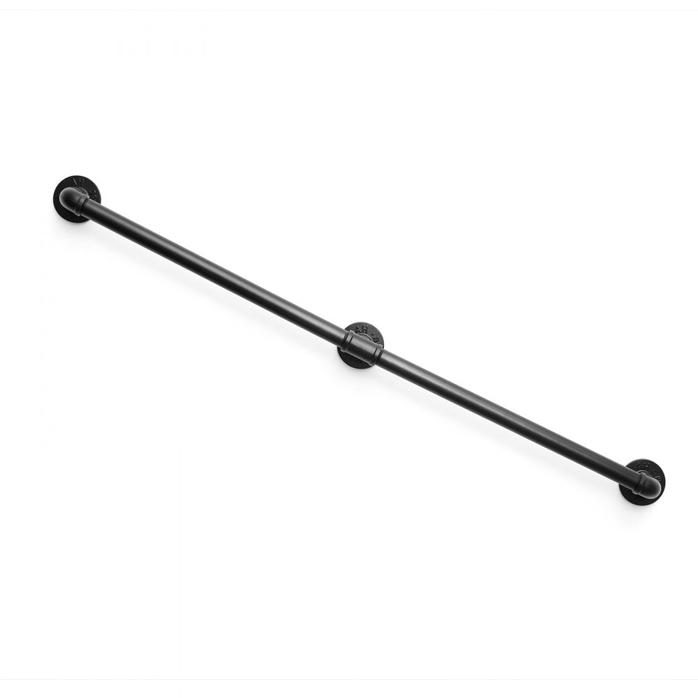 VEVOR Wall-Mounted Stair Handrail, 1219.2 mm 199.6 kg Black Metal Railing, for Indoor Steps, Loft, Porch & Hallways, Heavy-Duty Industrial Carbon Steel Hand Rail, Round Tube, with Mounting Hardware