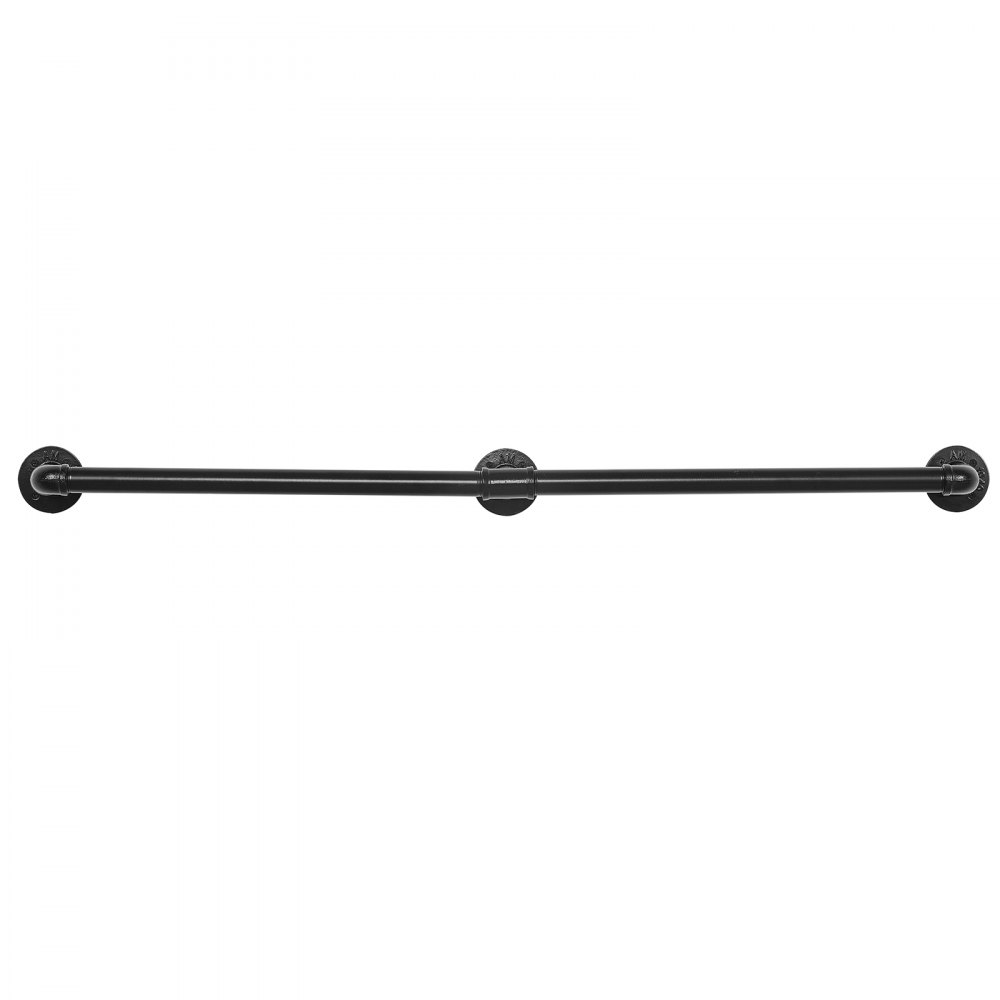 VEVOR Wall-Mounted Stair Handrail, 1219.2 mm 199.6 kg Black Metal Railing, for Indoor Steps, Loft, Porch & Hallways, Heavy-Duty Industrial Carbon Steel Hand Rail, Round Tube, with Mounting Hardware