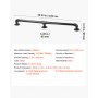 VEVOR Wall-Mounted Stair Handrail, 1219.2 mm 199.6 kg Black Metal Railing, for Indoor Steps, Loft, Porch & Hallways, Heavy-Duty Industrial Carbon Steel Hand Rail, Round Tube, with Mounting Hardware
