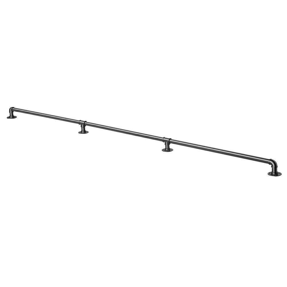 VEVOR Wall-Mounted Stair Handrail, 2438.4 mm 199.6 kg Black Metal Railing, for Indoor Steps, Loft, Porch & Hallways, Heavy-Duty Industrial Carbon Steel Hand Rail, Round Tube, with Mounting Hardware