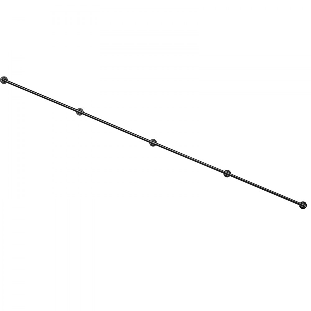VEVOR Wall-Mounted Stair Handrail, 3657.6 mm 199.6 kg Black Metal Railing, for Indoor Steps, Loft, Porch & Hallways, Heavy-Duty Industrial Carbon Steel Hand Rail, Round Tube, with Mounting Hardware