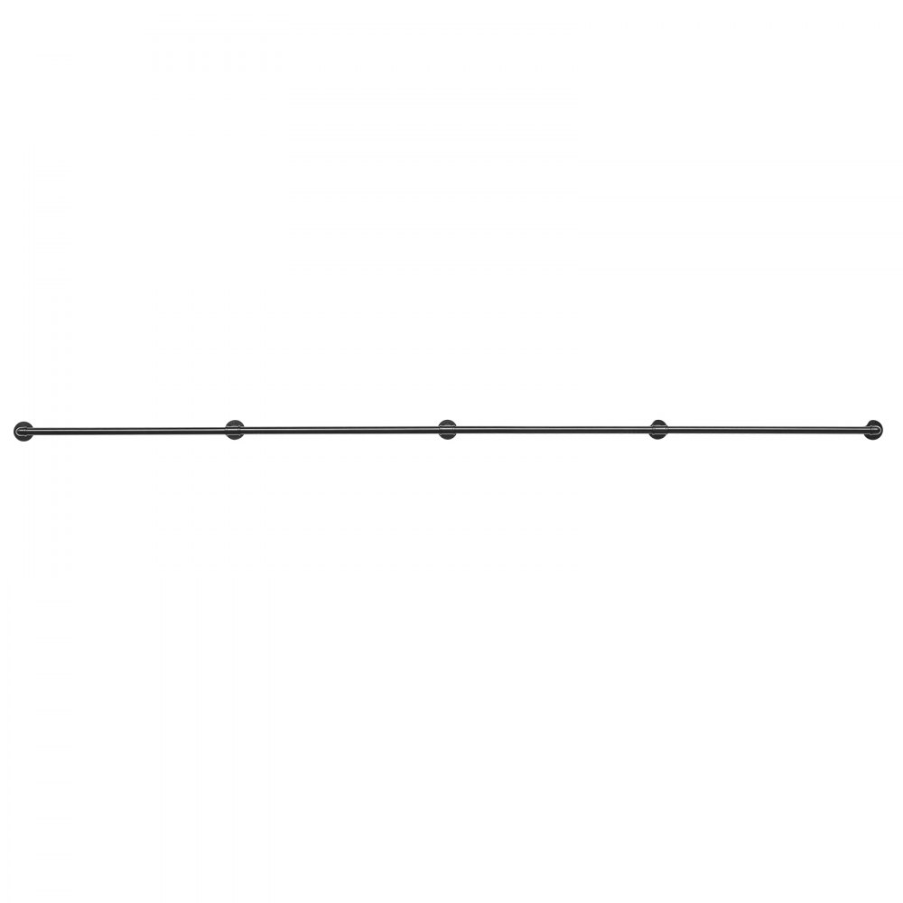 VEVOR Wall-Mounted Stair Handrail, 3657.6 mm 199.6 kg Black Metal Railing, for Indoor Steps, Loft, Porch & Hallways, Heavy-Duty Industrial Carbon Steel Hand Rail, Round Tube, with Mounting Hardware