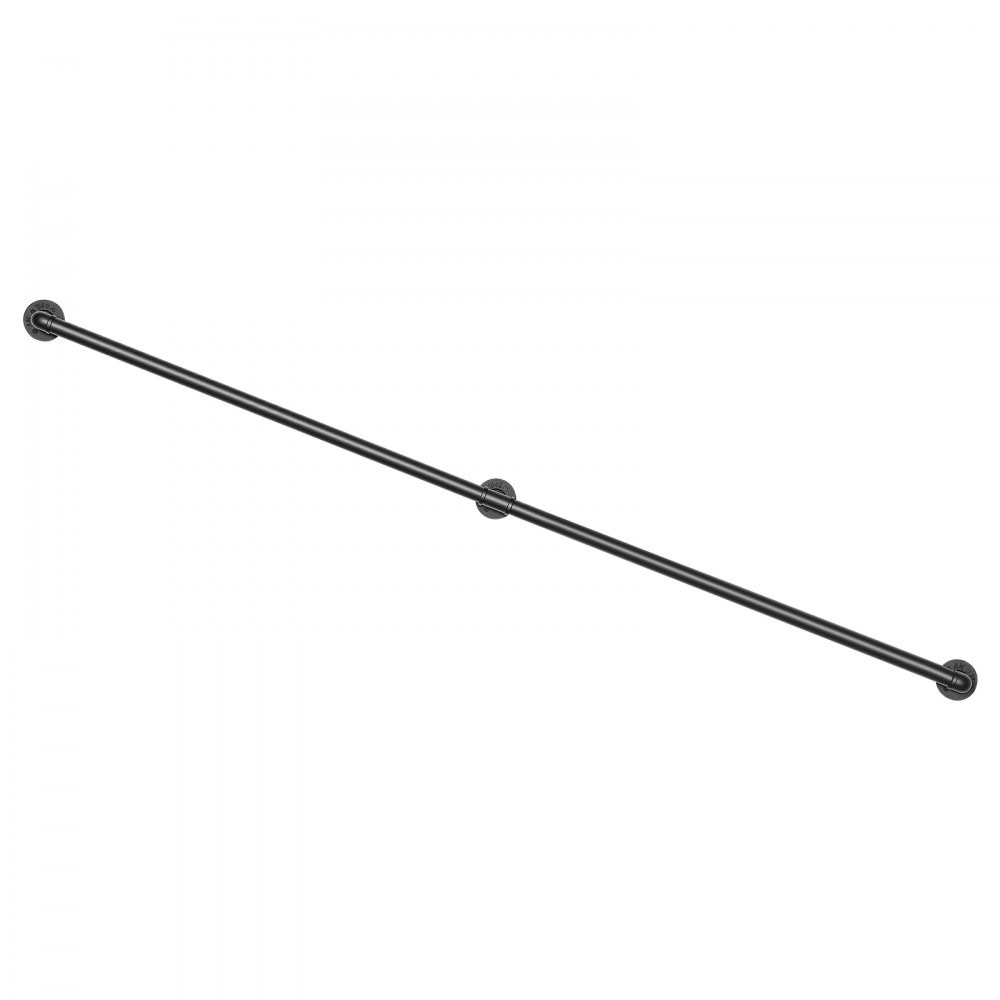 VEVOR Wall-Mounted Stair Handrail, 2133.6 mm 199.6 kg Black Metal Railing, for Indoor Steps, Loft, Porch & Hallways, Heavy-Duty Industrial Carbon Steel Hand Rail, Round Tube, with Mounting Hardware