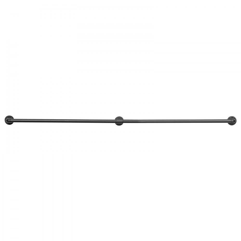 VEVOR Wall-Mounted Stair Handrail, 2133.6 mm 199.6 kg Black Metal Railing, for Indoor Steps, Loft, Porch & Hallways, Heavy-Duty Industrial Carbon Steel Hand Rail, Round Tube, with Mounting Hardware
