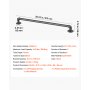 VEVOR Wall-Mounted Stair Handrail, 3 ft 440 lbs Load Black Metal Railing, for Indoor Steps, Loft, Porch & Hallways, Heavy-Duty Industrial Carbon Steel Hand Rail, Round Tube, with Mounting Hardware