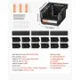 VEVOR Wall Mounted Storage Bins, 12 Plastic Bins & 3 Metal Rails, Plastic Hanging Stackable Storage Bin for Screws, Nuts, Bolts, Nails, Hardware Tool Organizer for Workshop, Craft Room, Garage, Black