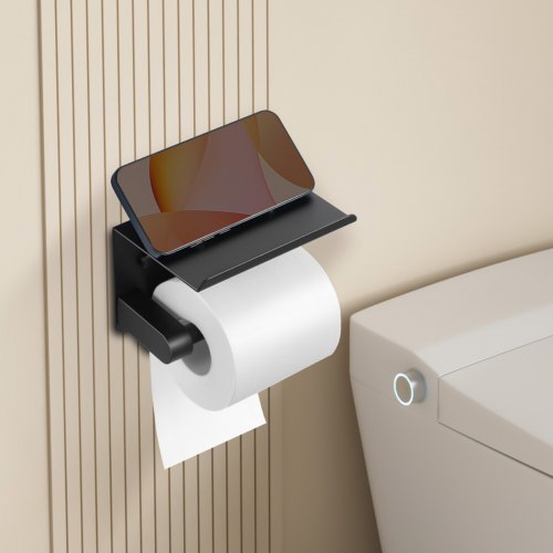 VEVOR Toilettenpapierhalter Mit Ablage – 3-in-1 Aus Metall, Für Bis Zu 4 Rollen, Erhöhte Basis, Einfach Montierbar