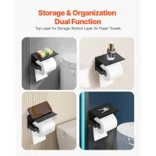 VEVOR Toilet Paper Holder with Shelf Mega Rolls Wall Mounted Toilet Roll Holder
