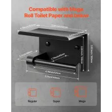 VEVOR Toilet Paper Holder with Shelf Mega Rolls Wall Mounted Toilet Roll Holder