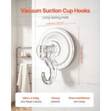 Suction Cup Hooks 6 Pack 2.76 x 3.54 x 1.57 inch Heavy Duty Holder for Glass
