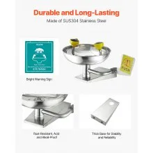 Eyewash Emergency Face Eye Washing Station Stainless Steel Wall-Mounted