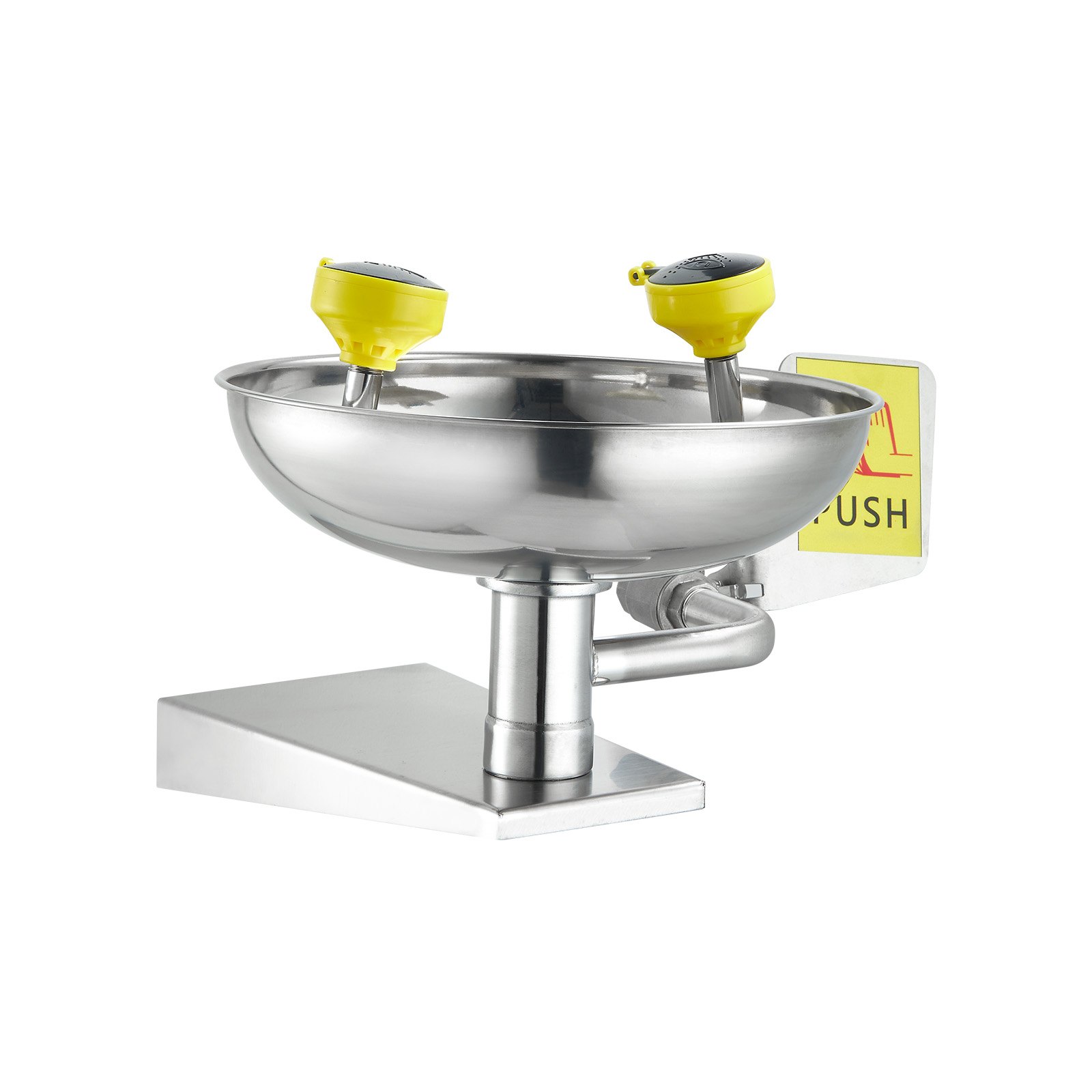 VEVOR Emergency Eye Wash Station, Stainless Steel Wall-Mounted Eyewash Unit, First Aid Eye Wash Sink 16.14 x 12.99 x 9.45 Inches, Ideal for Laboratories, Factories, Schools, Construction Sites