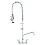 VEVOR Industrial Sink Faucet, 44" Tall, 8" Apart, 12" Rotating Spout, Wall Mounted, Brass Made with Extendable Sprayer, Fits Single/Triple Sinks
