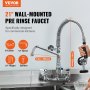 VEVOR commercial faucet with 21" pre-rinse sprayer for kitchen; 8" center and 12" spout.