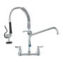 VEVOR commercial faucet with dual lever handles, flexible spring hose, and adjustable spout.