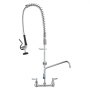 commercial kitchen faucet with spring coil and dual handles for hot and cold water control. VEVOR commercial faucet.