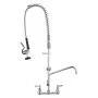 VEVOR Commercial Faucet with Pre-Rinse Sprayer, 36" (91.4 cm) Height, 8" (20.3 cm) Center, 12" (30.5 cm) Swing Spout, Wall Mount Kitchen Sink Faucet, Brass Constructed Device with Pull Down Spray, for 1/2/3 Compartment Sink