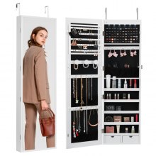 Armario para joyas con espejo VEVOR de 47,05 pulgadas con cerradura para montaje en pared o puerta, color blanco