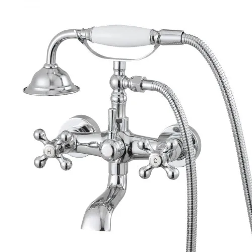 VEVOR Clawfoot Tub Faucet, Wall Mount Bathtub Faucets with Handheld Shower, Vintage Polished Chrome Clawfoot Tub Filler Faucet Shower Kit with Adjustable Swing Arms & 360° Rotation Spout for Bathtubs